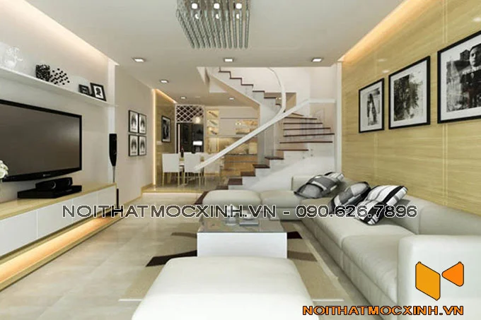 thiết kế nội thất phòng khách nhà phố hiện đại