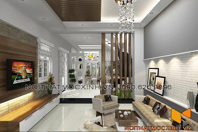 thiết kế nội thất phòng khách nhà phố tinh tế