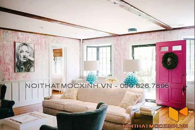 thiết kế nội thất phòng khách sắc màu