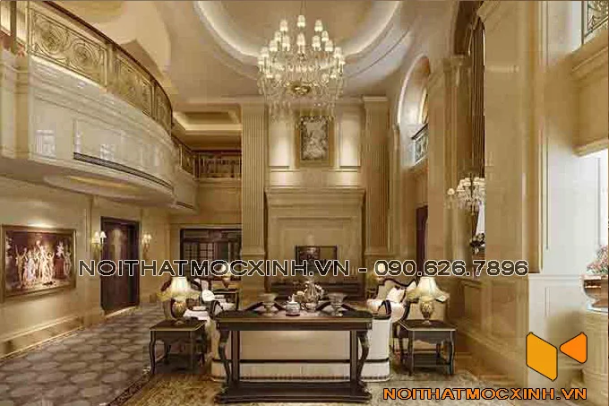 thiết kế nội thất phòng khách thông tầng