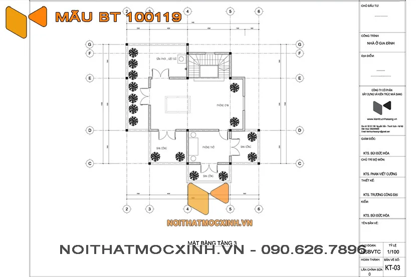 biệt thự 3 tầng mái thái 100119 04