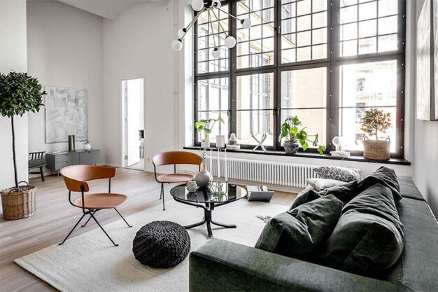 phong cách thiết kế nội thất Scandinavian sử dụng cửa sổ lớn