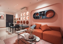 thiết kế nội thất căn hộ gam màu hồng