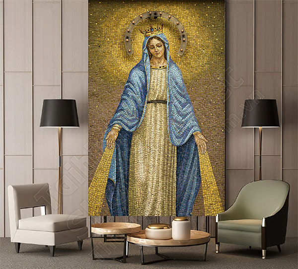 gạch tranh 3d đức mẹ maria trang trí phòng khách