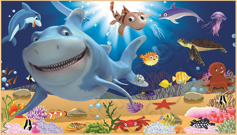 mẫu tranh 3d đại dương trang trí phòng trẻ em